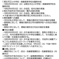 群馬県桐生市に 桐生市内学校施設 及び桐生市役所に対する爆破予告 ２３日は臨時休校